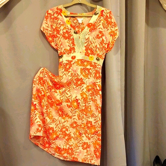 Anthropologie Odille Silk Fresh Floral Dress - Picture 2 of 6